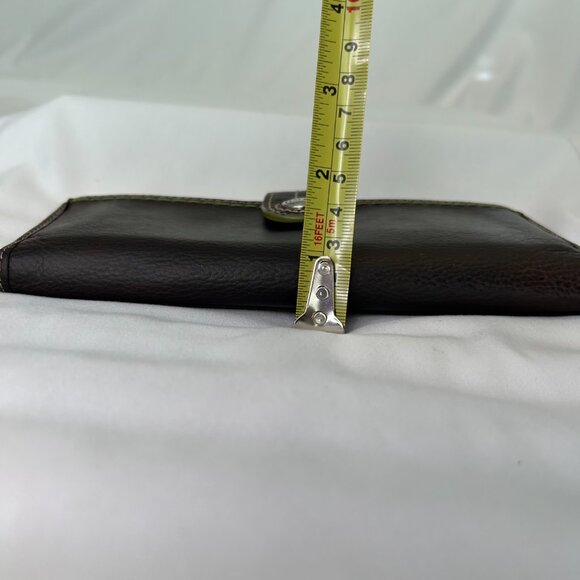 Share Vintage FOSSIL Brown Soft Leather Bifold Wallet Green Lining Snap & Zip CL - Picture 2 of 13